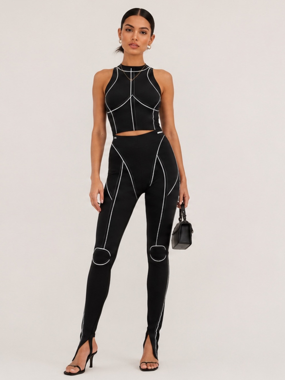 Maniere De Voir Sketch High Waisted Bandage Black Leggings Size 6/S